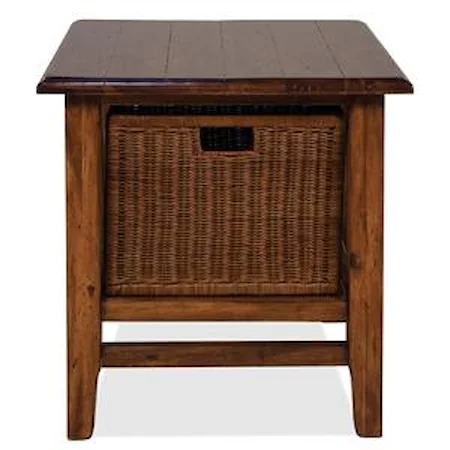 Rectangular End Table with Storage Basket
